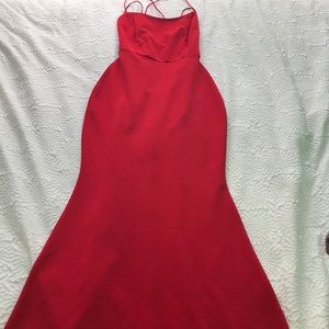 long red tight dress